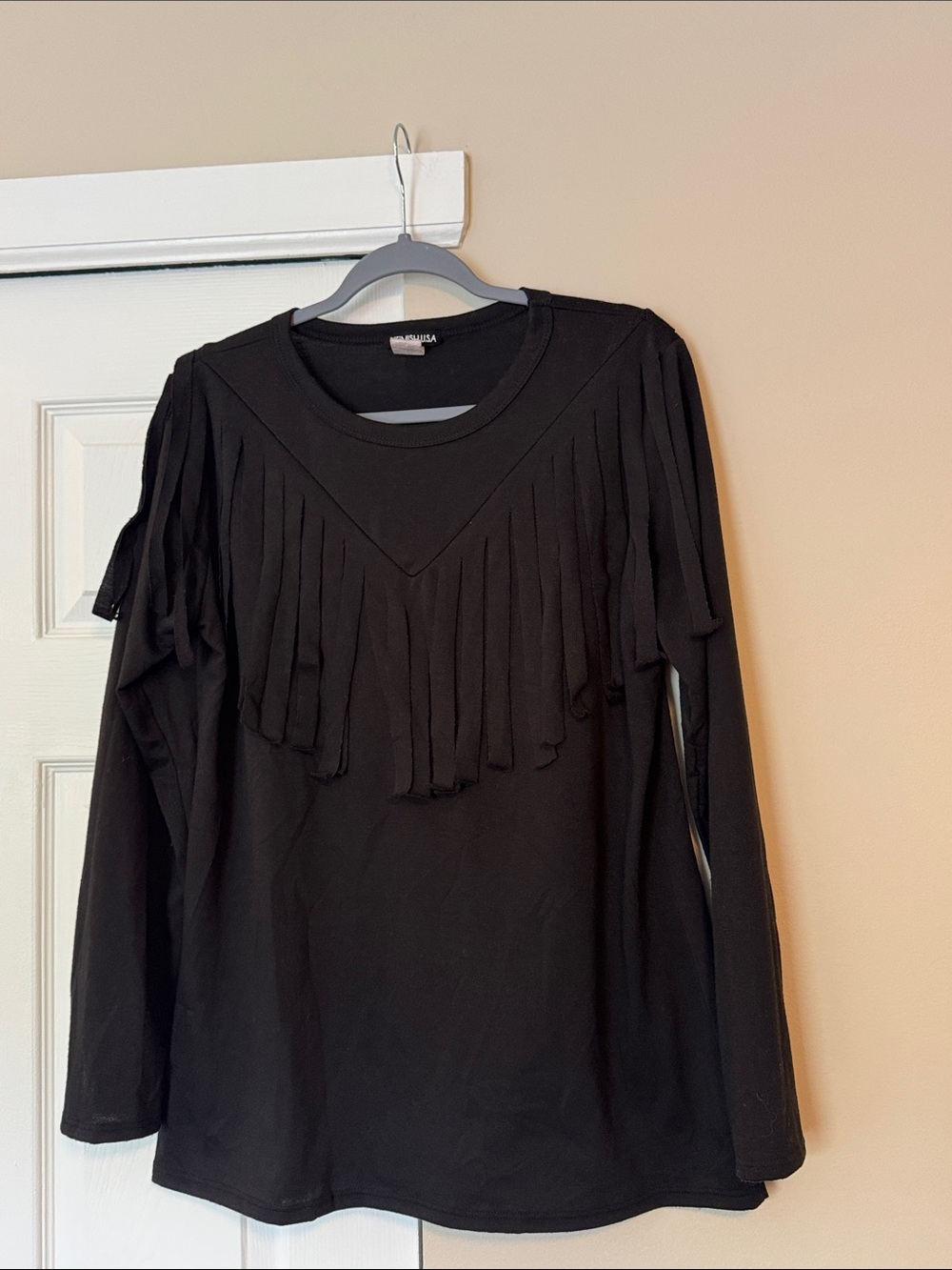 HEIMISH USA Black Long-Sleeve Fringe Shirt